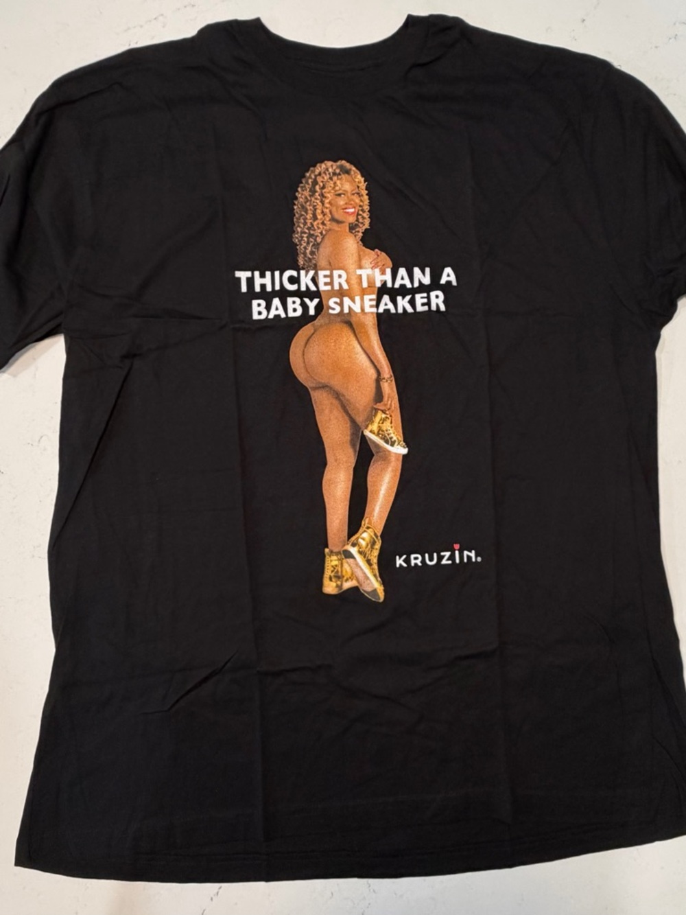 ‘Thicker Than A Baby Sneaker' Graphic Tee - Black & Gold